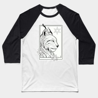 lynx cat with snowflakes Baseball T-Shirt